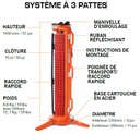 Barrière de sécurité rétractable Rapid RollTM - Système à 3 pattes