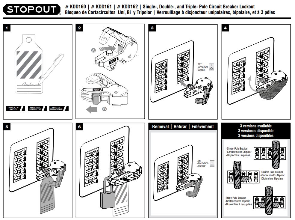 STOPOUT- Verrou de disjoncteur triple 120/240V