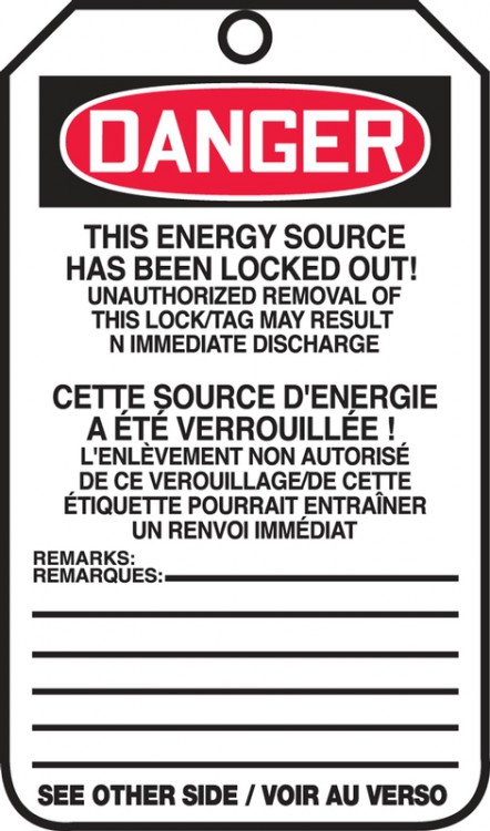 Étiquette de cadenassage DANGER NE PAS OPÉRER - Accuform Pqt 25