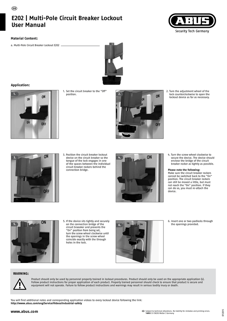 Verrou pour disjoncteur multipolaire ABUS