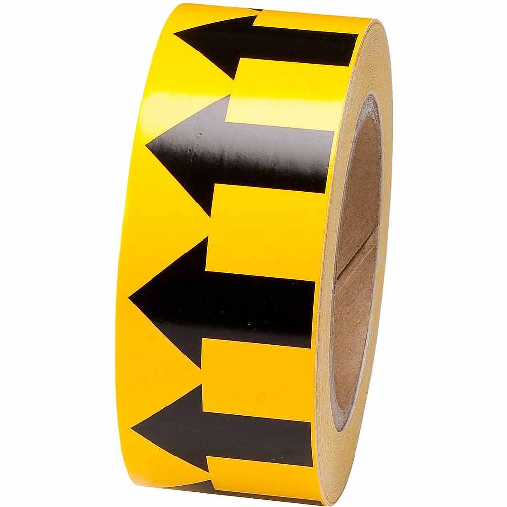 Black on Yellow Pipe Marker Tape with Arrows 2"x30vg Brady (720 arrows)