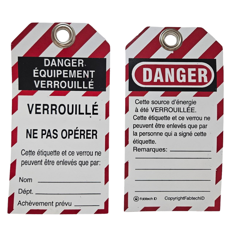 Étiquettes NE PAS OPÉRER en styrène avec oeillet 3/8 (pqt 25)