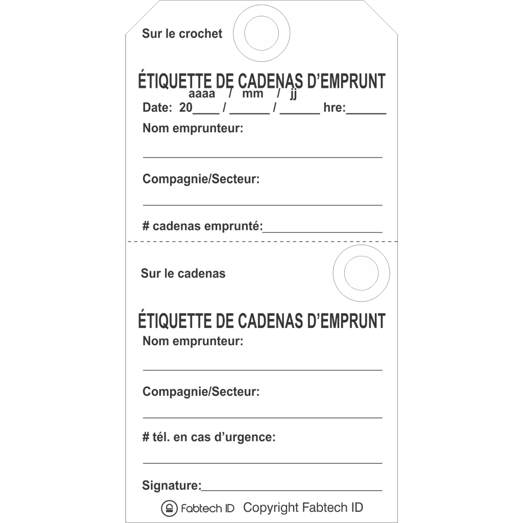 Étiquette d'emprunt en styrène de 3" x 5.75" (pqt 25)