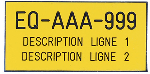 [ID-2X4-EQUIP-REV] Plaques d'equip. autocollantes 2"x4" rev. jaune 1/16"